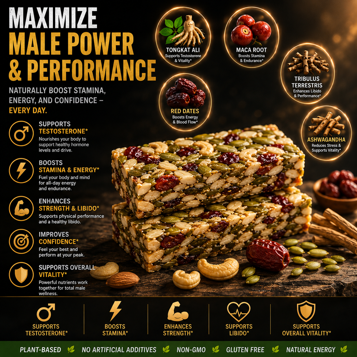 💪 More Energy More Confidence More Life❤️ Daily Wellness Support For Men-ABB8