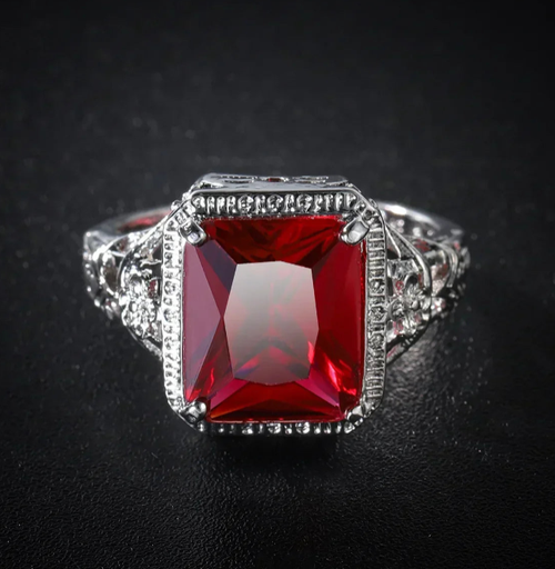 Hollow Engraved Flower Wedding Ring for Women