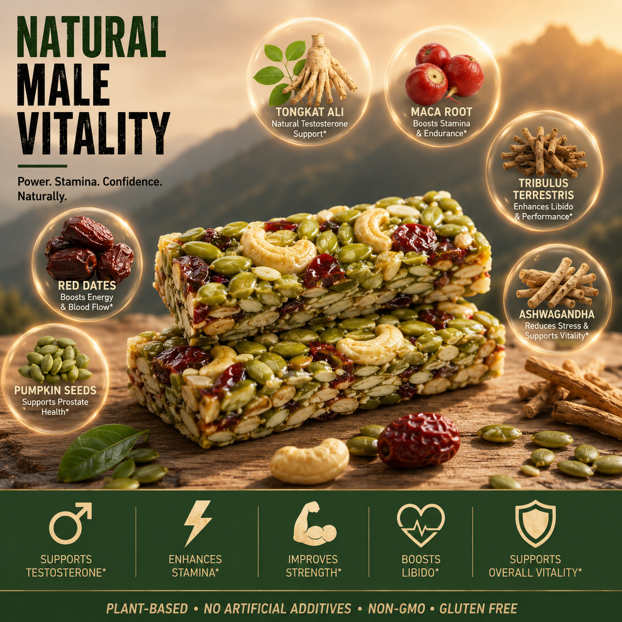 💪 More Energy More Confidence More Life❤️ Daily Wellness Support For Men-ABB8