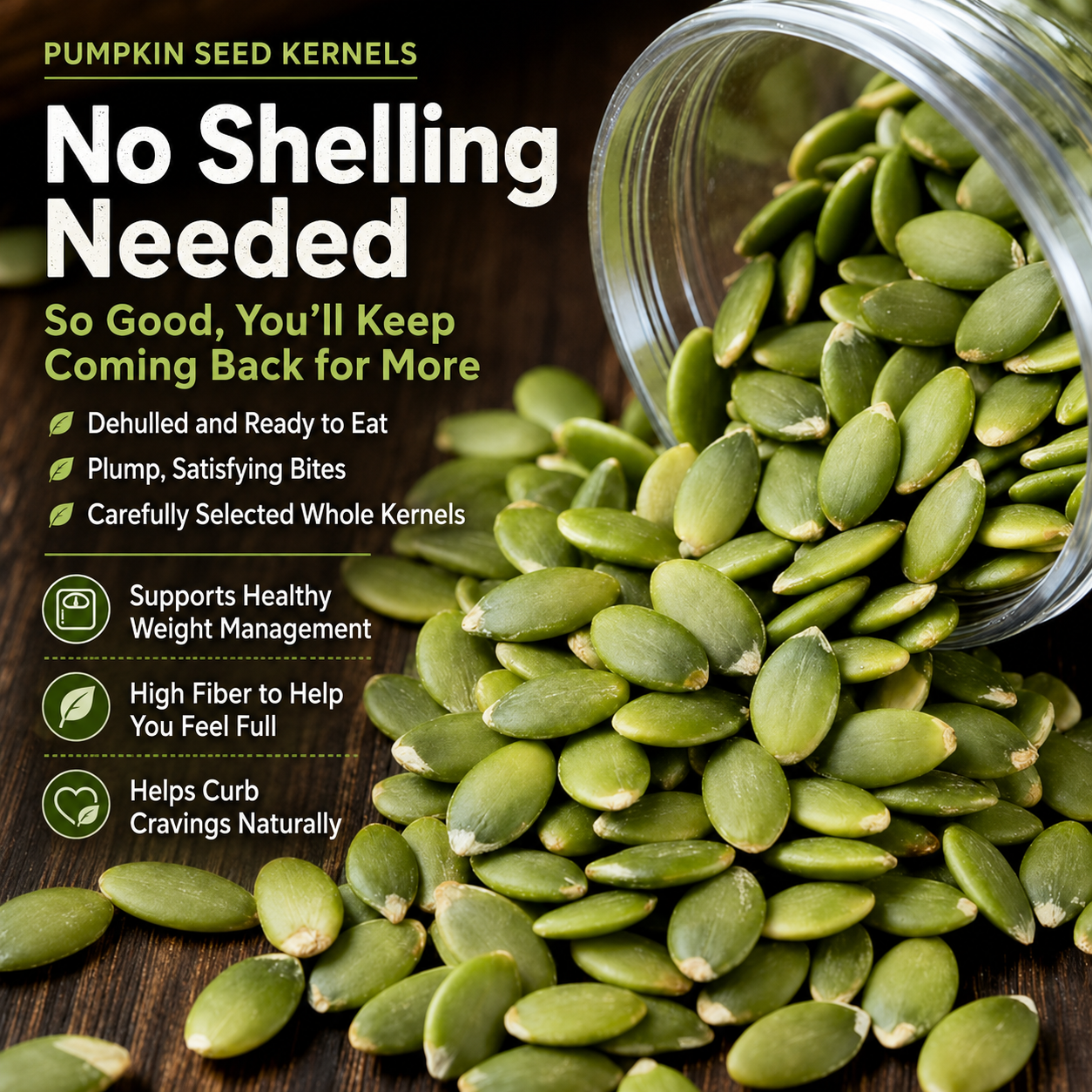💯🥇Crush cravings without the guilt! 🥇🌿Enjoy every bite of our all-natural Pumpkin Seed Kernels-ABB8