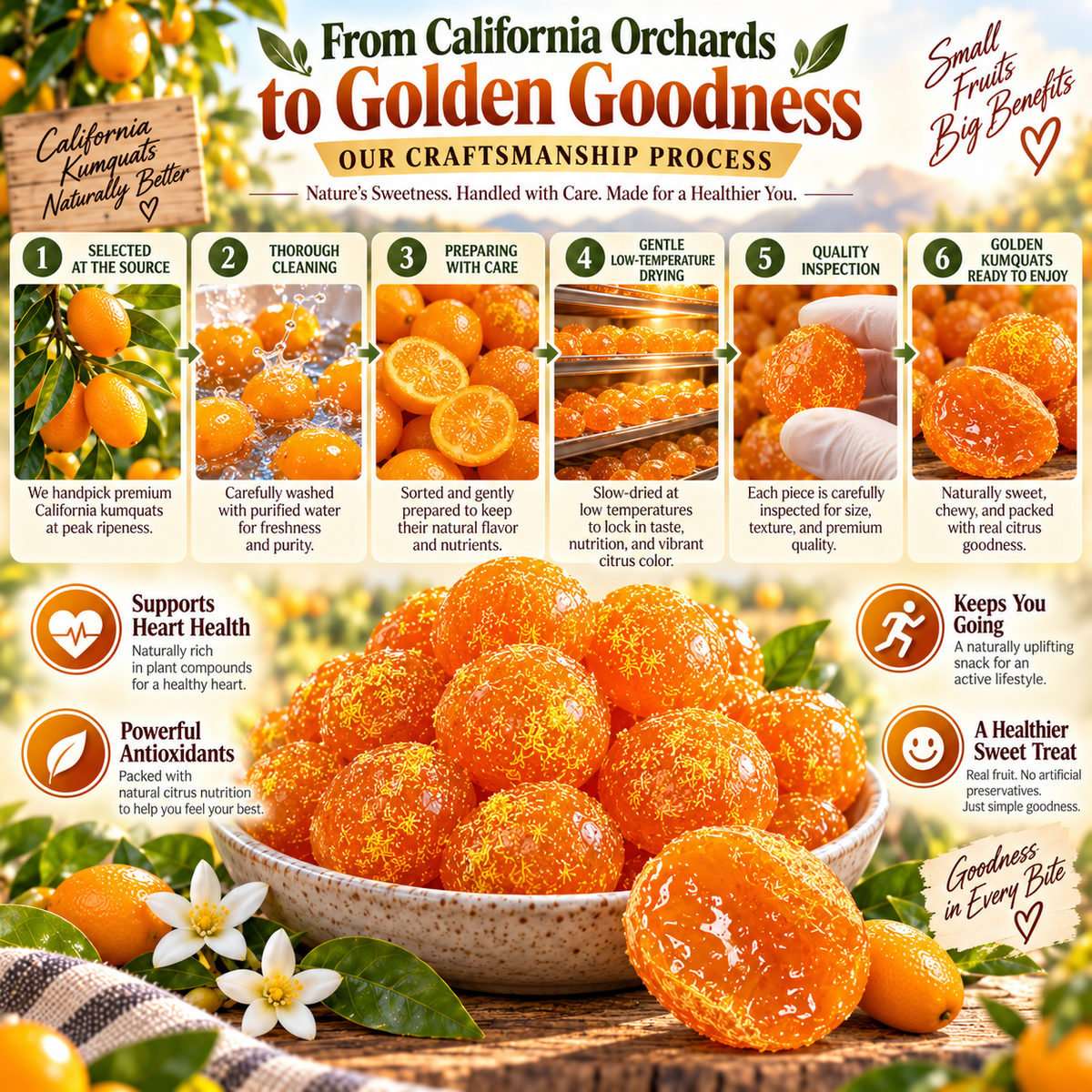 🍊 California Dried Kumquats — Bright Citrus Goodness for Everyday Heart & Circulation Wellness-XA
