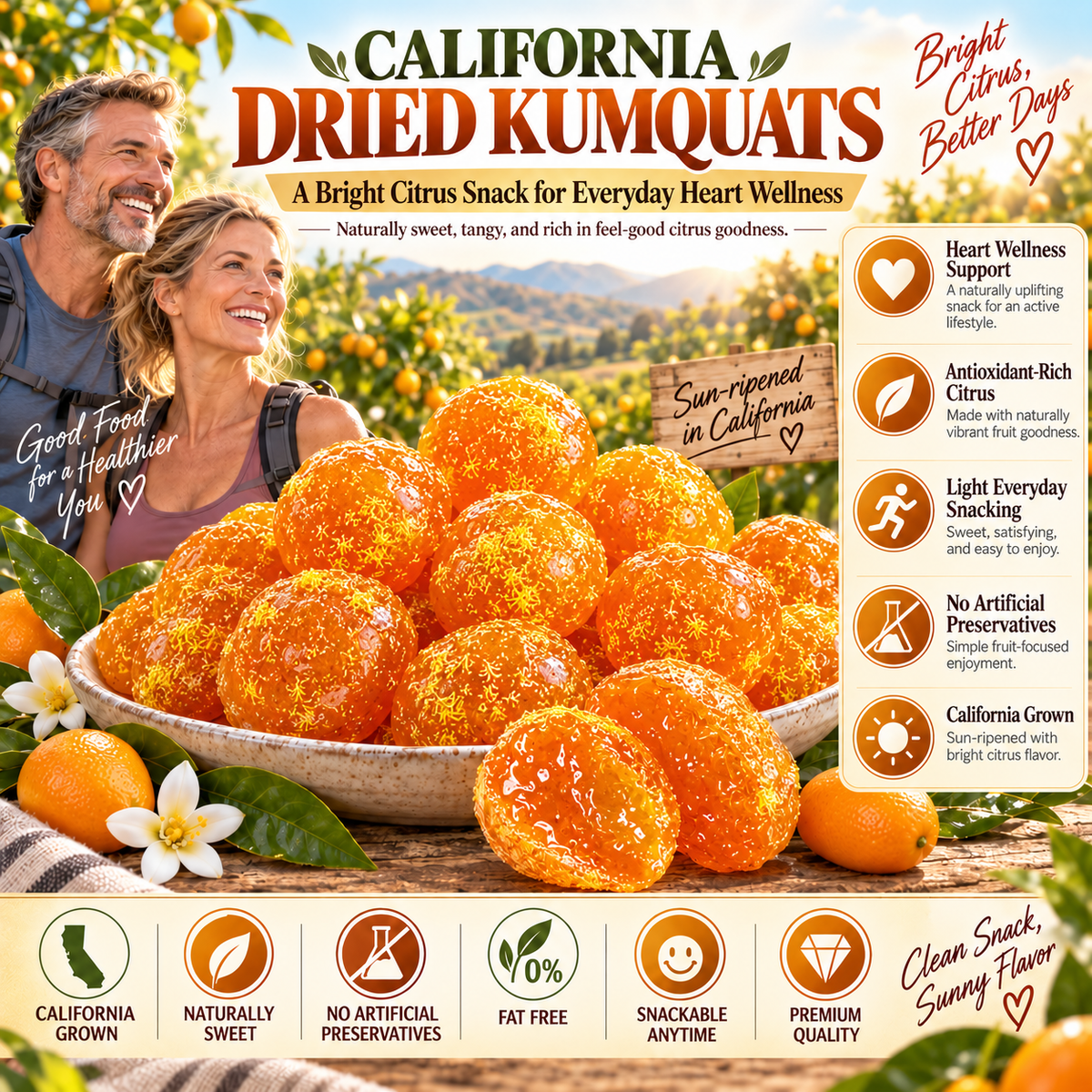 🍊 California Dried Kumquats — Bright Citrus Goodness for Everyday Heart & Circulation Wellness-XA